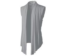 KJDWJKJRF Manteau viking homme uni châle musulman personnalité couleur unie mode homme cardigan sans manches pull homme bleu, a gris, XL