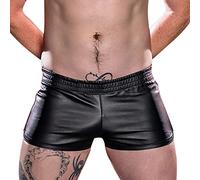 KJDWJKJRF Short en cuir pour homme - Sexy - Skinny - Stretch - Aspect cuir synthétique - Noir - Pantalon fin - Treggins Push Up - Pantalon de motard - Pour club, fête - Avec poches, Noir , L