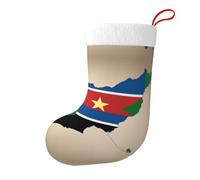 KJGvbn Chaussettes de Noël festives avec drapeau du Soudan du Sud avec imprimé étoiles jaunes, 45 cm, décoration de Noël personnalisée, parfaite pour les fêtes de famille et la cheminée à suspendre