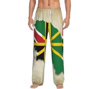 KJGvbn Pantalon de pyjama pour homme avec imprimé carte du drapeau du Commonwealth de la Dominique, pantalon de pyjama doux avec poches, vêtement de nuit léger pour un sommeil confortable, blanc, M