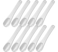 KJHBV 10 Cuillères en Alliage Argenté pour Crème Visage avec Trou Suspendu, Spatules Cosmétiques pour Distribution de Maquillage, Lot de 10 Outils pour Masque Facial