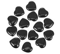 KJHBV 15 Pièces Pierre de Cristal Cœur Décorative Décoration en Cristal Cœur 2cm Noir Déco de Bureau Contemplation Spa Famille Amis
