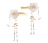 KJHBV 2 Pièces Épingles à Cheveux Chinoises Hanfu Blanches en Cristal et Verre, Accessoires Élégants Faits Main pour Cheveux Longs, pour Fêtes Costumées