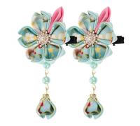 KJHBV 2pcs Épingles à Cheveux Fleur Kimono Vintage Vert Clair avec Pampilles en Alliage de Zinc, Accessoires Coiffure pour Filles, pour Anniversaires et Fêtes