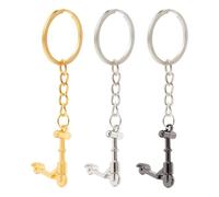 KJHBV 3pièces Porte-clés Scooter Créatif Décorations Mini Trottinette Noire Argent et Or Anneaux Solides et Pratiques pour Voiture et Clés