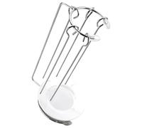 KJHBV Acier Support Suspendu Brochettes Inoxydable à Barbecue | 1 Set, Bac Récupérateur Intégré, Démontable et Portable, Usage Extérieur pour Grillades, Finition Argenté