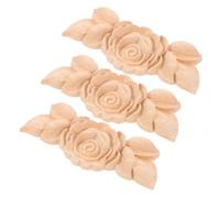 KJHBV Appliques en Bois Sculpté Main de Rose 3pcs pour Décoration Intérieure Maison, Installation Facile, Aspect Élégant et Luxueux pour Meubles et Portes