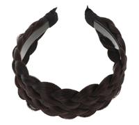 KJHBV Bandeau Postiche Tressé Six Brins Noir Marron, Large et Épais, Structure Élastique Volume Amélioré, pour Femmes et Mères en Déplacement ou Shopping