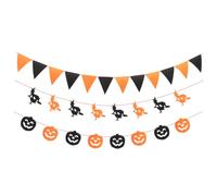 KJHBV Bannière Décorative D'halloween Accessoire Unique 3 Pièces Orange en Tissu Non-tissé, Décoration Suspendue pour Intérieur et Extérieur pour Fête D'automne