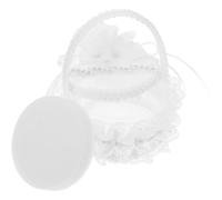 KJHBV Boîte à Bagues Mariage Blanche Coussin Brodé et Poignée, Panier Élégant en Tissu, Protection des Alliances, Facile à Transporter pour Propositions et Fêtes Saint-Valentin