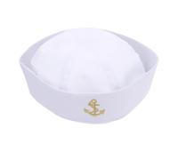 KJHBV Chapeau de Capitaine Marin Blanc en Polyester pour Homme Adulte, Chapeaux de Marin de Cosplay pour Fêtes à Thème et Enterrements de Vie de Jeune Fille