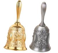 KJHBV Cloches à Main Vintage en Alliage de Zinc, 2pcs, Style Européen Classique, Finition Soignée et Prise Confortable, pour Bar et Décoration de Table