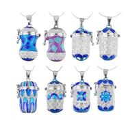 KJHBV Collier Pendentif Soi-même en Cuivre Bleu Design Ouvrable et Serrure Facile, Pendentif Aromathérapie Colonne Délicate pour Fête des Mères ou Saint-valentin