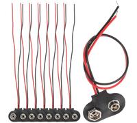 KJHBV Connecteur à Clip pour Pile 9v T Type Câble de 6cm en Fer et Cuir PU, Petit Format, Lot de 50 Pièces pour Remplacement ou Montage DIY