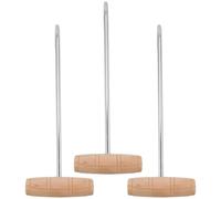 KJHBV Crochets pour Chaussures en Acier Inoxydable Manche en Bois, Lot de 3 Pièces, Outil Auxiliaire Confortable et Résistant pour Faciliter L'enfilage des Bottes