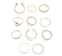 KJHBV Ensemble de 10 Bagues Réglables en Alliage Doré Bagues Minimalistes Fines à Manchette Ouverte pour Femmes Bijoux Main Style Croisé et Huit-shaped Adapté pour Toutes Occasions