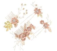 KJHBV Ensemble de 4 Peignes à Cheveux de Mariée en Alliage Rose, Accessoires Exquis pour Mariage, Alternative Élégante la Couronne, pour Cérémonie et Demoiselle D'honneur