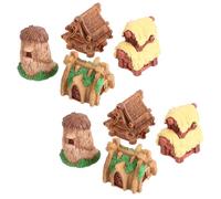 KJHBV Ensemble de 8 Mini Maisons Décoratives en Résine Design Cartoon, pour Projets Créatifs et Décoration de Micro-paysages Étagères