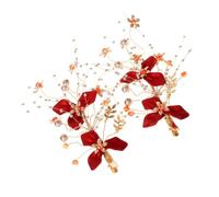 KJHBV Épingles à Cheveux Rouges en Alliage Vintage Style Chinois, 2 Pièces, Accessoire Élégant pour Coiffure de Mariage ou Fiançailles, Facile à Décorer