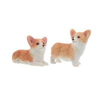 KJHBV Figurines de Mini Corgi en Résine, Lot de 2 Pièces, Design Compact et Léger, Décoration Mignonne pour Bureau ou Voiture, Sculpture Animalière Créative
