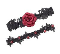 KJHBV Jarretières de Mariage et Design Élégant Maintien Sécurisé Ensemble de 2 en Dentelle Motif Fleur de Rose et Anniversaires pour Soirées Romantiques
