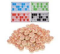 KJHBV Jeu de Société Bingo en Bois Cartes Numériques Rouges, Set Multi-Joueurs pour Développer Les Compétences Sociales en Famille ou Entre Amis