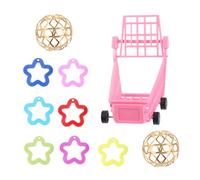 KJHBV Jouet de Chariot à Oiseaux pour Perroquets, Entraînement 10 Pièces | Coordination Bec-pattes, Cage et Station Debout, Mini Chariot Boules Métalliques et Anneaux
