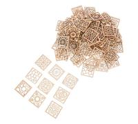KJHBV Lot de 100 Carrés en Bois Brut à Découper pour Décoration Diy, Pièces Creuses Carrées en Bois Naturel, Facile à Peindre, pour Décorer Divers Espaces