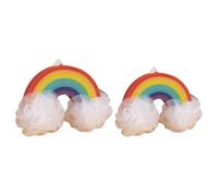 KJHBV Lot de 2 Éponges de Bain Arc-en-ciel pour Bébé, Exfoliation Douce, en Pe et Éponge, Design Adorable de Fleur, pour L'heure du Bain des Garçon et Filles