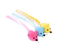 KJHBV Lot de 3 Jouets pour Chats D'intérieur en Peluche Forme Souris Colorées pour Réduire la Solitude et Changer Les Mauvaises Habitudes de Morsure Couleur Aléatoire
