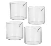 KJHBV Lot de 4 Pots à Lait en Verre 110ml Mini Bec Verseur Guide-port, Design Vintage Unique pour Servir Lait Chaud ou Froid en Barbecue ou Restaurant Occidental