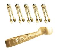 KJHBV Lot de 6 Mini Pinces à Glaçons en Acier Inoxydable Or, Faciles à Utiliser et Fiables, pour Servir Aliments et Fêtes de Thé
