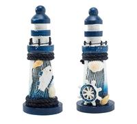 KJHBV Ornement Style Élégant Bleu en Bois 2pcs de Phare Méditerranéen Vacances pour Décoration Chambre et Bureau