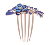KJHBV Peigne à Cheveux de Mariage en Alliage de Zinc avec Cristaux Bleus, Accessoire Élégant pour Mariée, Finition Soignée pour Fête de Mariage