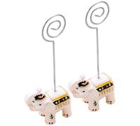 KJHBV Pince à Carte Délicate Éléphant en Résine et Acier Inoxydable, Lot de 2 Clips Porte-mémo Multifonctions pour Décoration de Mariage et Fête sur Table