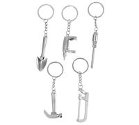 KJHBV Porte-clés de Modélisation D'outils Pratique en Alliage de Zinc Argenté, Petit Format, Lot de 5 pour Décorer Vos Clés ou Offrir un Présent Unique Fête des Pères