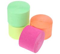 KJHBV Serpentins de Fête en Papier Crépon Fluorescent, 4 Rouleaux, Coupables la Taille, Décoration Lumineuse pour Porche et Jardins Colorés