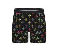 KJHBVND Boxer extensible pour homme Motif fleur de lys coloré, Noir , S