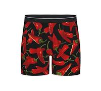 KJHBVND Boxer pour homme Motif piment rouge, Noir , XL