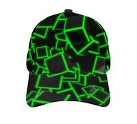 KJHBVND Casquette de baseball pour hommes et femmes, noir 3D vert fluo carré casquettes Hip Hop casquette papa camionneur casquette réglable snapback chapeaux, Noir , taille unique