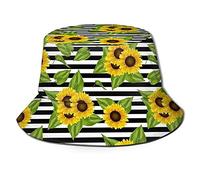 KJHBVND Chapeau bob imprimé tournesol - Chapeau de pêcheur d'été - Protection UV - Pour femme, tournesol_10, taille unique