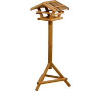 KJHFD 48000FSC Support Mangeoire Bois Toit en Roseau Nichoir avec trépied Villa à Oiseaux pour/terrasse/Balcon x cm - Naturel