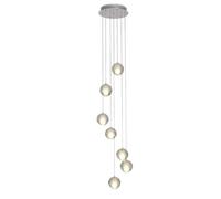 KJHFD 7-têtes Pendante Boule Cristal Lumière, à Goutte Moderne, Lampe Suspendue réglable Hauteur, éclairage de Plafond pour Le Salon, escalier en colimaçon, Hall, Chaud - G4 21W (Blanc Froid)