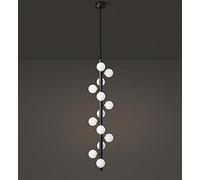 KJHFD Adjustable Height Chandelier with Clear Glass Globe, Vintage Mid-Century Style for Dining and Living Room (Size: Black, 9-Light)