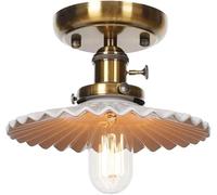 KJHFD Assayeur de plafonnier à Montage Semi-affinier - Chandelier céramique Rustique Conception Vintage Industrielle, Blanc Finition en Bronze Rouge, Plafond avec Interrupteur pour la Ferme, Cuisine,