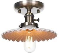 KJHFD Assayeur de plafonnier à Montage Semi-affinier - Chandelier céramique Rustique Conception Vintage Industrielle, Blanc Finition en Bronze Rouge, Plafond avec Interrupteur pour la Ferme, Cuisine,