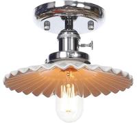 KJHFD Assayeur de plafonnier à Montage Semi-affinier - Chandelier céramique Rustique Conception Vintage Industrielle, Blanc Finition en Bronze Rouge, Plafond avec Interrupteur pour la Ferme, Cuisine,