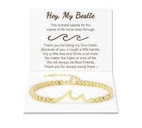 KJHFD Cadeau pour Amis, Les Vagues de la Vie Que Nous traversons Ensemble, l'idée de Cadeaux de l'amitié de Femme, Le Bracelet de la Vague d'or pour la Meilleure Amie Besttie Soul Sœur,