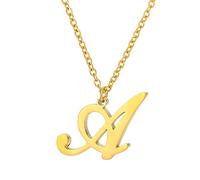 KJHFD Capital A à Z Collier en Acier Inoxydable avec Lettres anglaises Melon Button Hommes Femmes