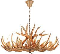 KJHFD Cerf Antler Chandelier Brun Brown Luxury Lig 8 ligs e12, américain résine rétro Lampes à cor